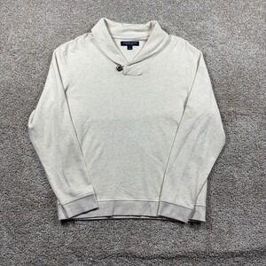 Mizzen+Main Mens Oatmeal Heather Shawl Neck Button Pullover Sweater Size M